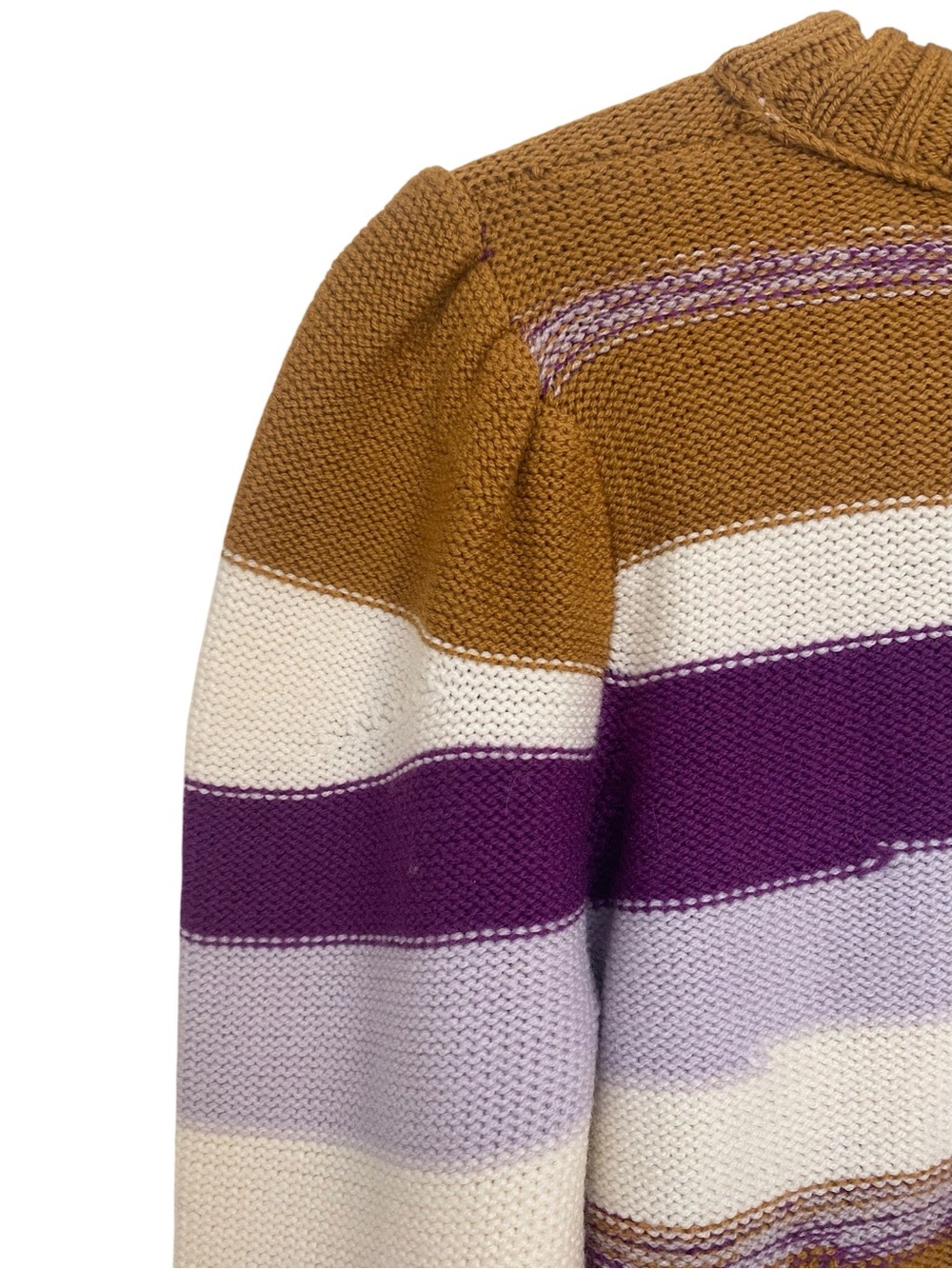 Joie Ronsard Striped 100% Wool Cropped Puff Sleeve Sweater XS - Picture 3 of 6
